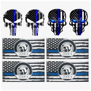 Reflective Back The Blue Line Lives Matter Flag Car Sticker Black Skull