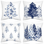 Mixweer Chinoiserie Christmas Tree Throw Pillow Covers 18x18 Blue 4 Pc