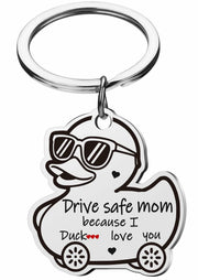 XgiftCreat Drive Safe Mom Keychain Small Letter Print Animal Pattern