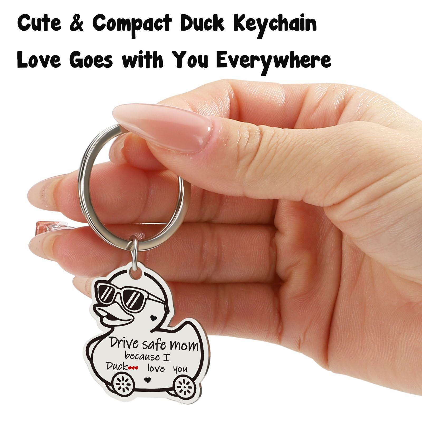 XgiftCreat Drive Safe Mom Keychain Small Letter Print Animal Pattern