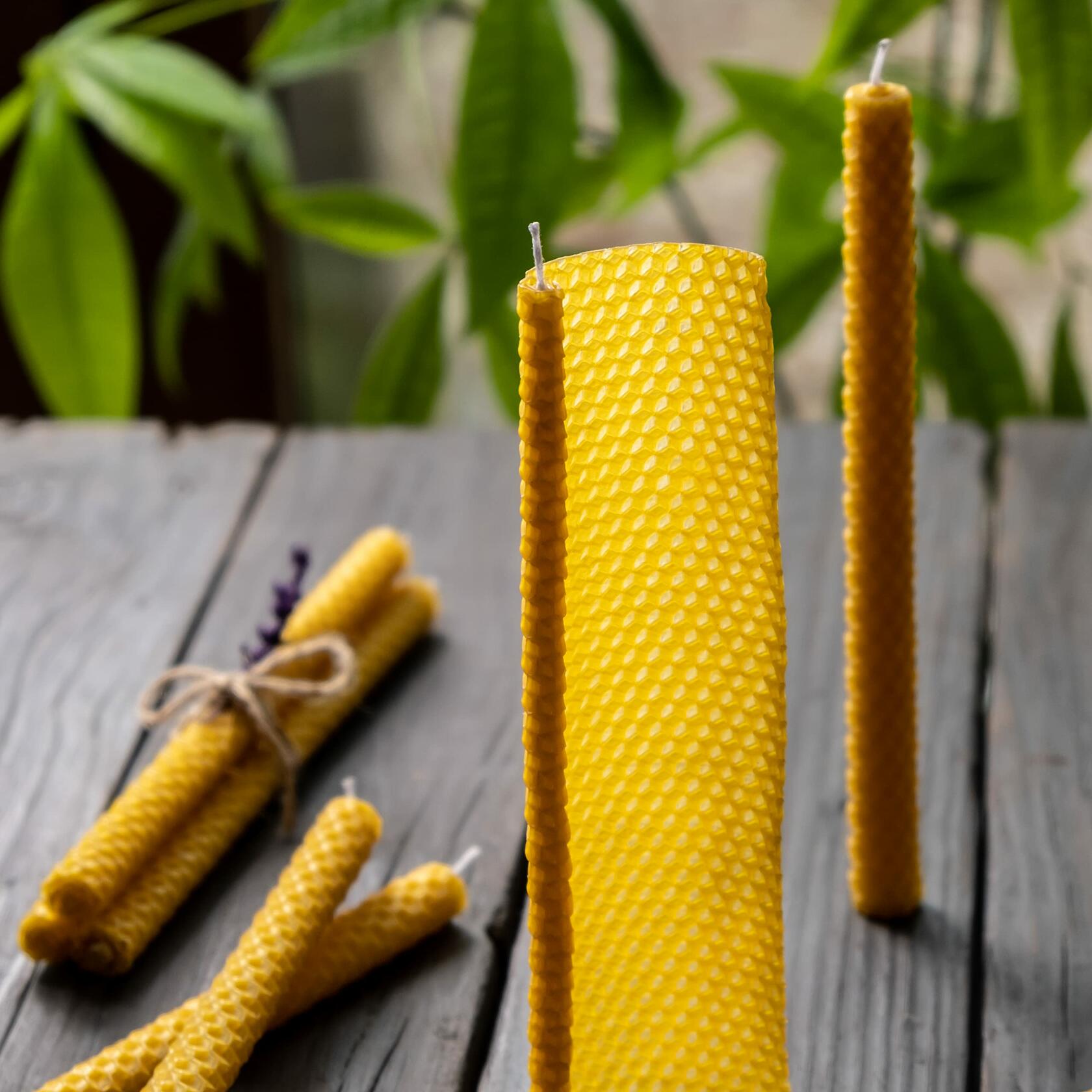 FLAPINKO Handmade Beeswax Taper Candles 10 Pcs Honeycomb Gift Box