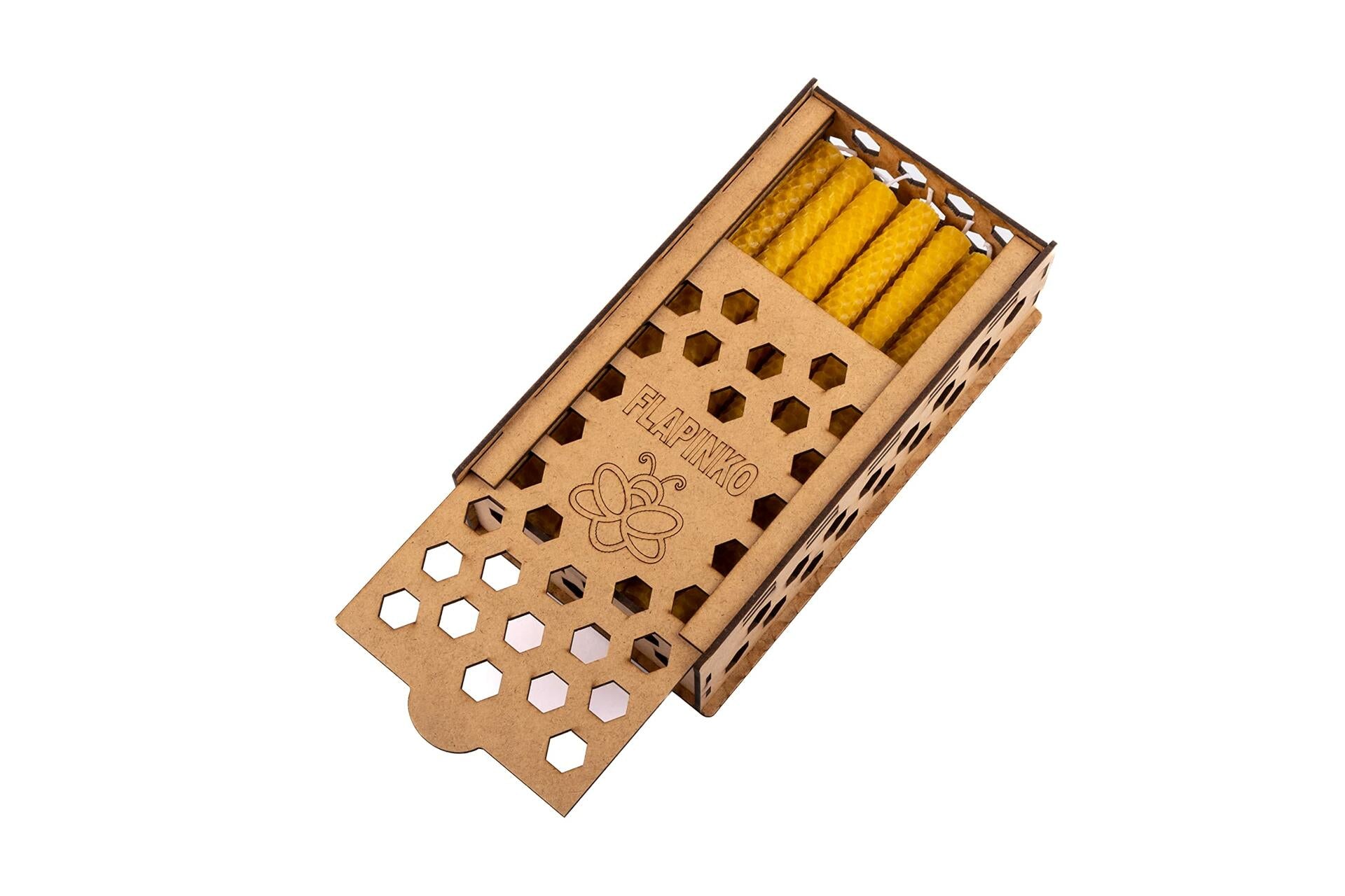 FLAPINKO Handmade Beeswax Taper Candles 10 Pcs Honeycomb Gift Box