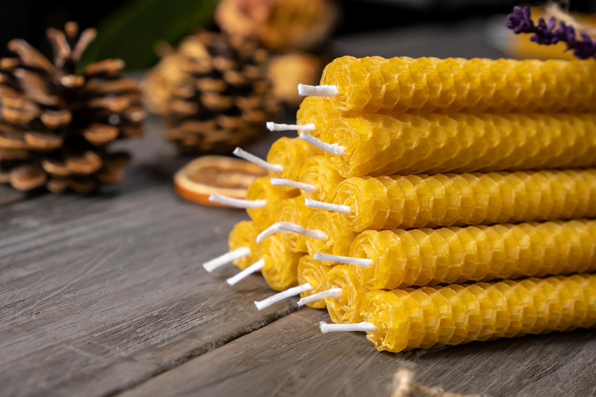 FLAPINKO Handmade Beeswax Taper Candles 10 Pcs Honeycomb Gift Box