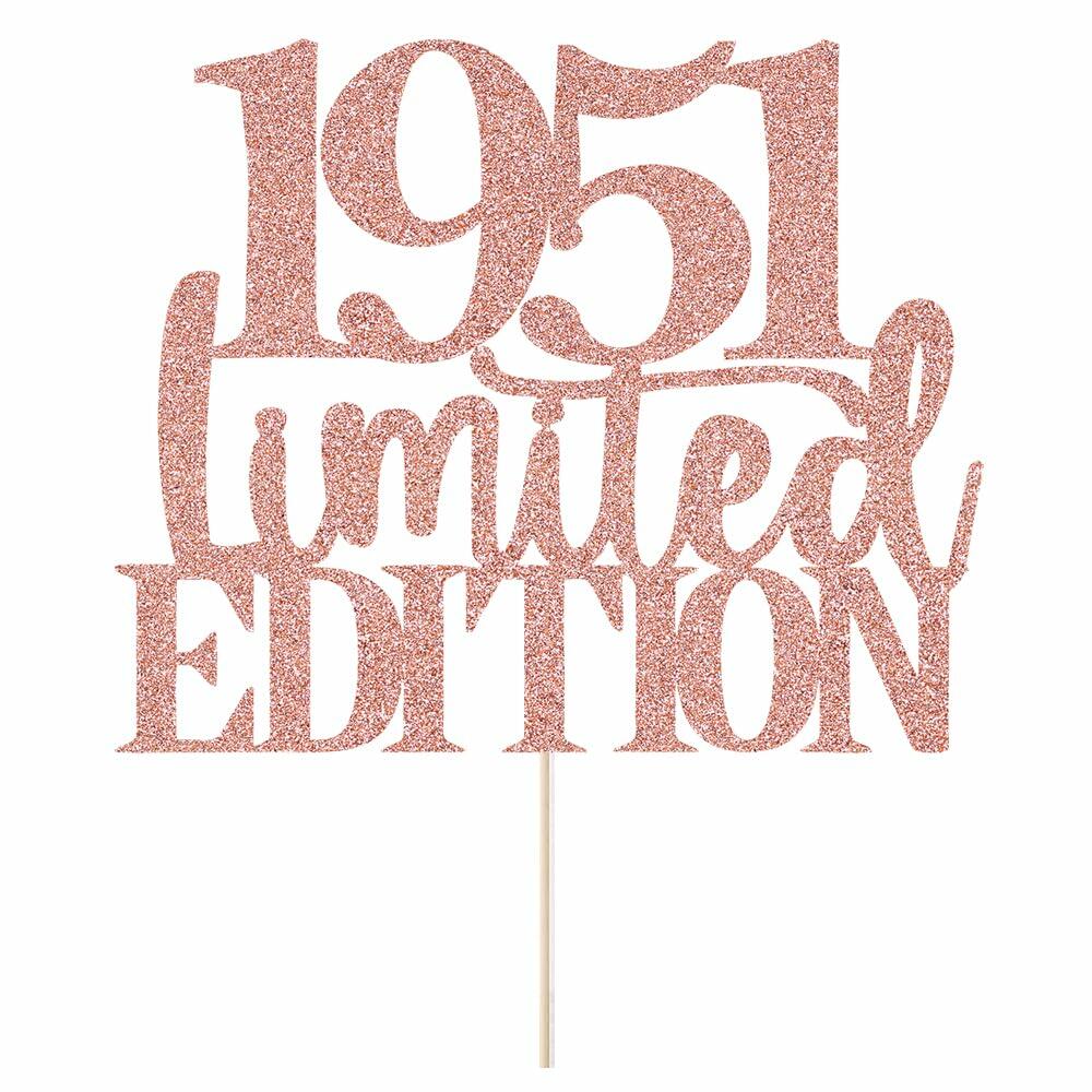 Yetxel Limited EDITION 1951 75th Birthday Cake Topper Rose Gold Glitter
