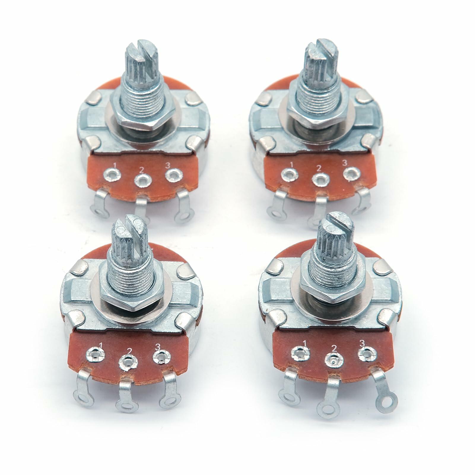 harpfeas 4PCS Guitar Volume Taper Pots Long 18mm Shaft A250K B250K