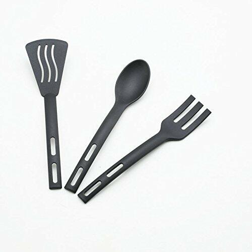 Funnytoday365 3Pcs Mini Nylon Kitchen Utensils Set Slotted Turner Spoon Fork