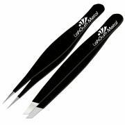 Sharp Pointy Eyebrow Tweezers Set Precision Slanted Black Facial Hair Tool