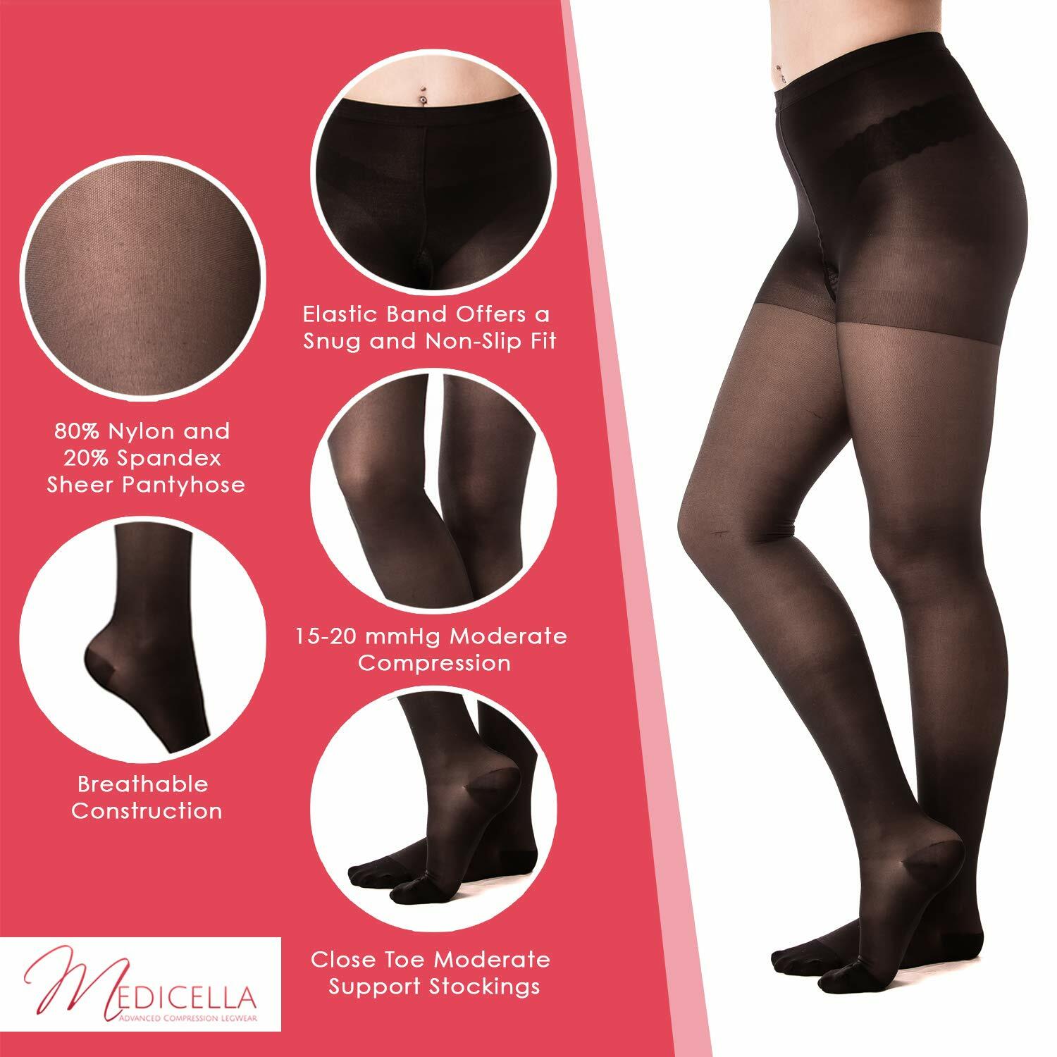 Medicella Closed Toe Compression Pantyhose 15-20 mmHg Nude Size XX-Large