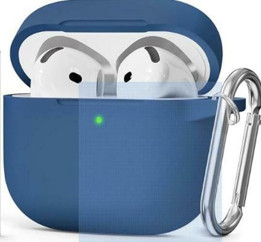 Seltureone AirPods 4 Case Soft Silicone Shockproof Keychain Midnight Blue