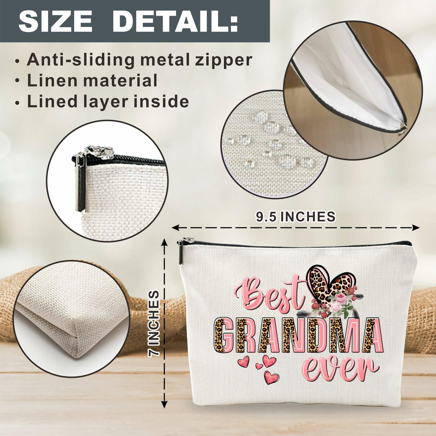 Nuckxy Best Grandma Ever Cosmetic Bag Pink Leopard Print