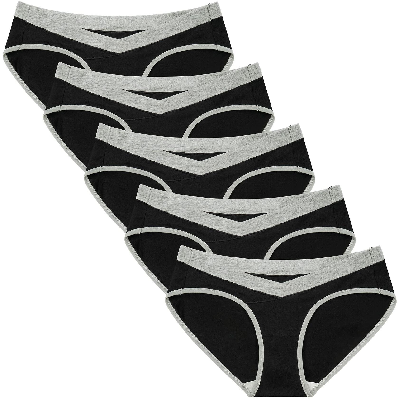INNERSY Women's Maternity Underwear Cotton Soft Breathable 5 Pack Black Size S