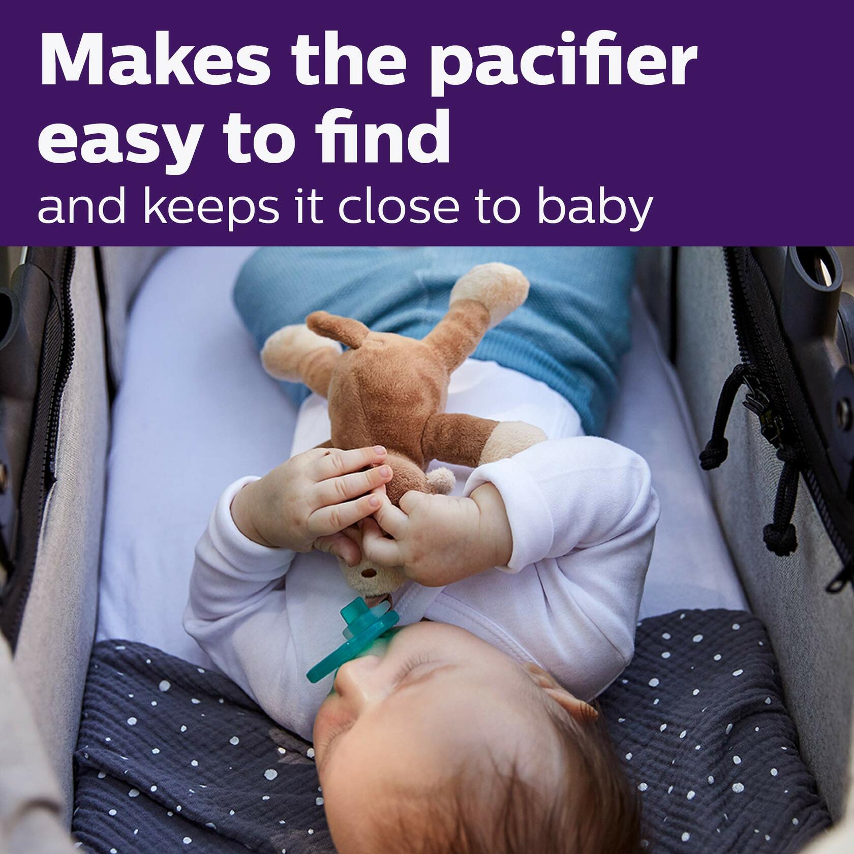 Philips AVENT Soothie Snuggle Pacifier Holder Detachable 0m+ Monkey SCF347/02