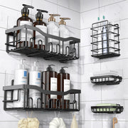 EUDELE Adhesive Shower Caddy 5 Pack Rustproof Stainless Steel XL Black