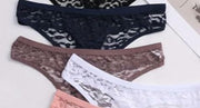 SOLY HUX Women Lace Sheer Thong Panties 3 Pack Low Rise Multicolor L