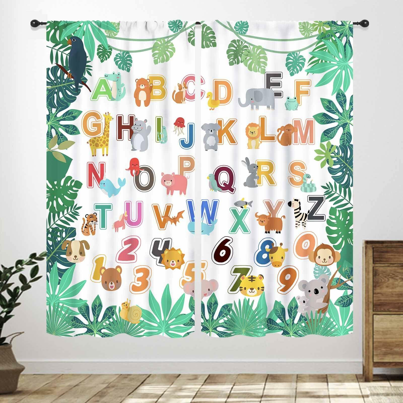 Lnepty Kids Alphabet ABC Curtains Woodland Animal Nursery 2pcs 42x45