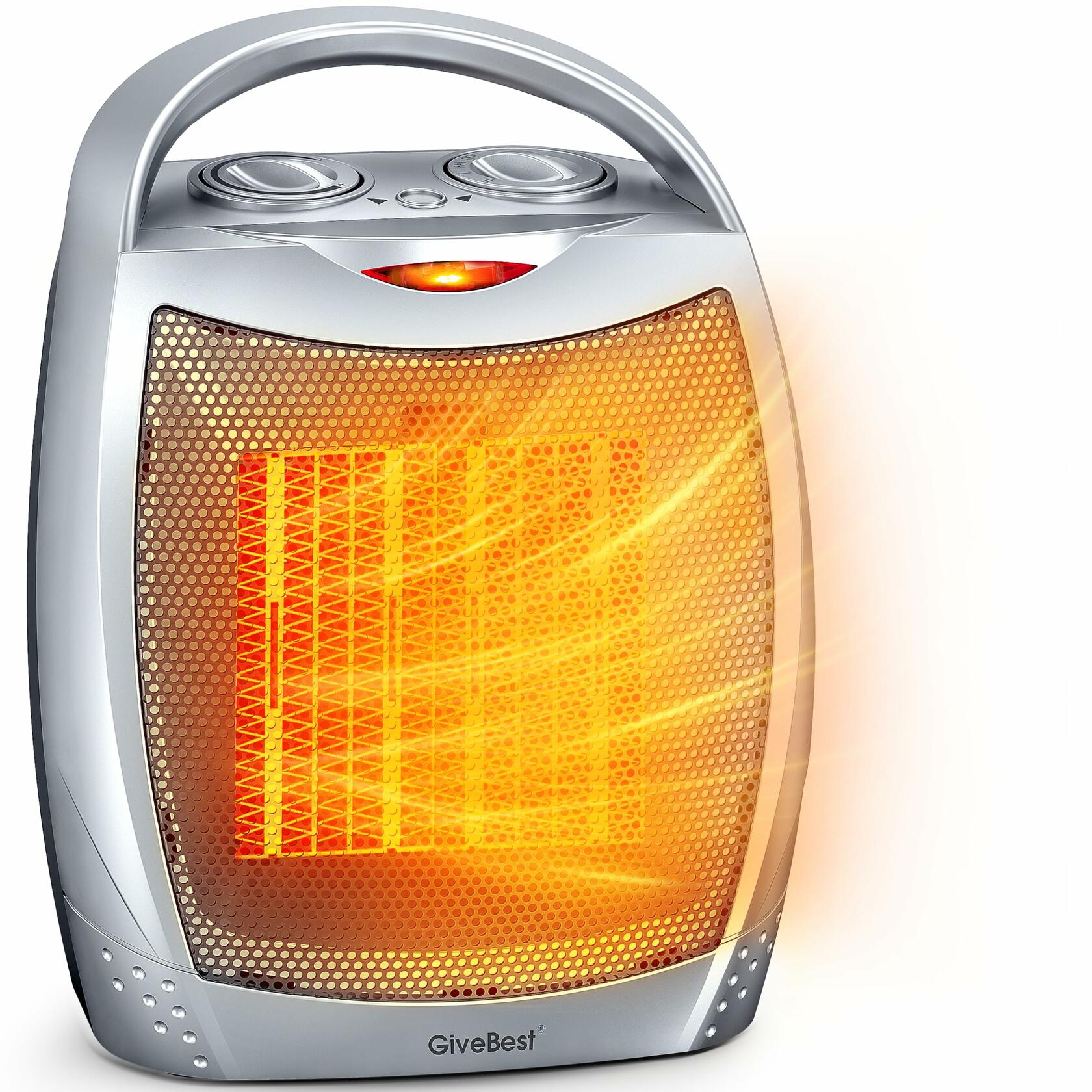 GiveBest Portable Electric Space Heater 1500W Ceramic Thermostat Silver