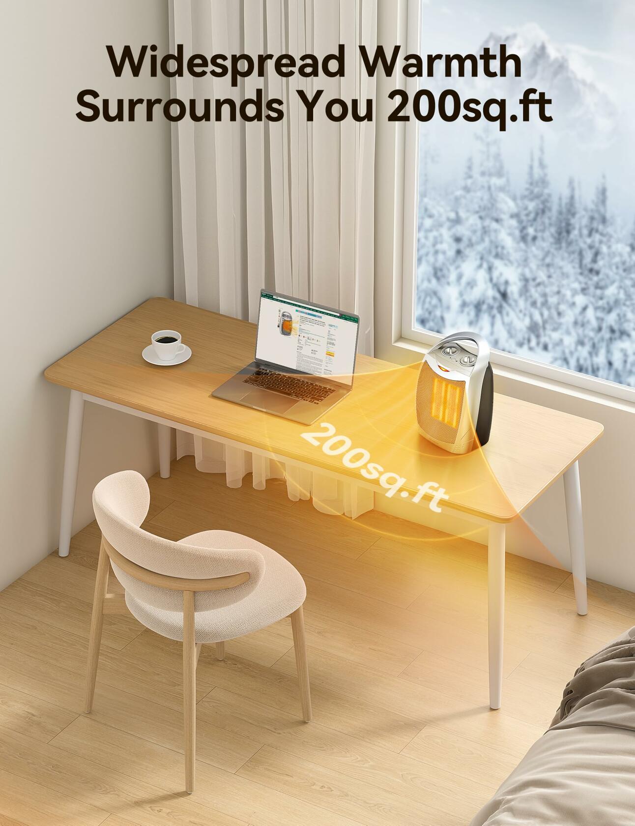 GiveBest Portable Electric Space Heater 1500W Ceramic Thermostat Silver