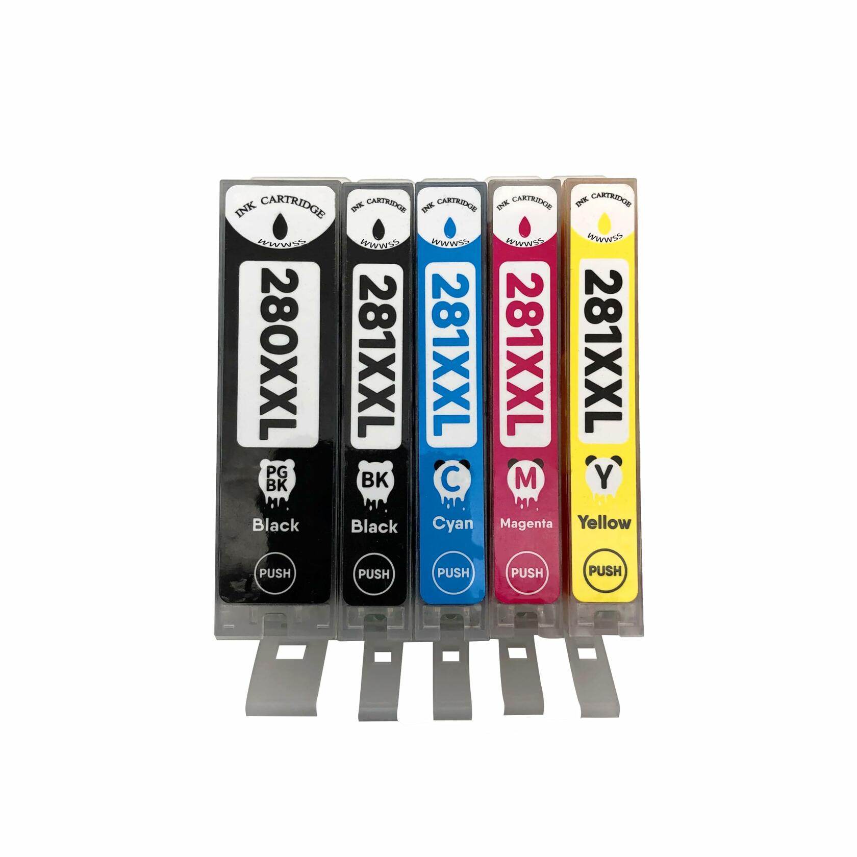 WWWSS Compatible Ink Cartridges for Canon 280 281 5 Color Value Pack