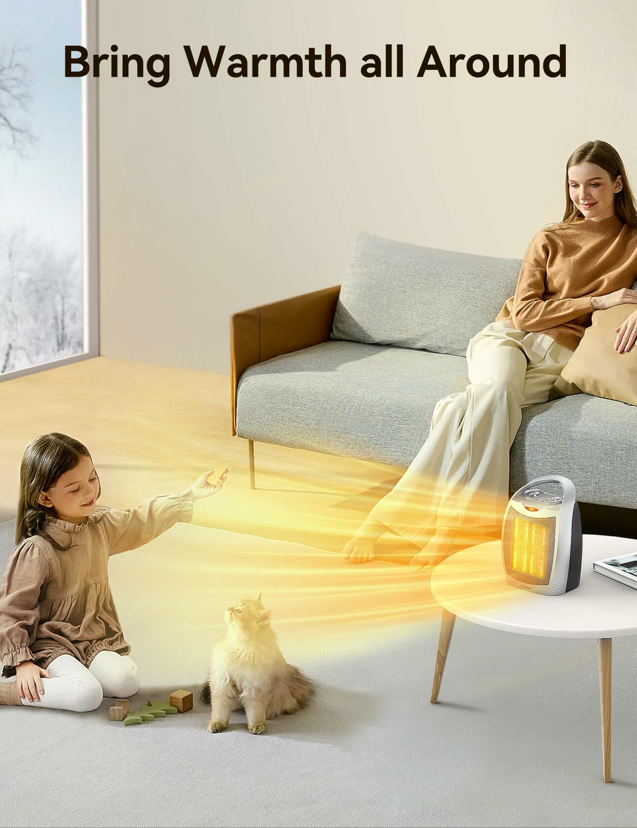 GiveBest Portable Electric Space Heater 1500W Ceramic Thermostat Silver