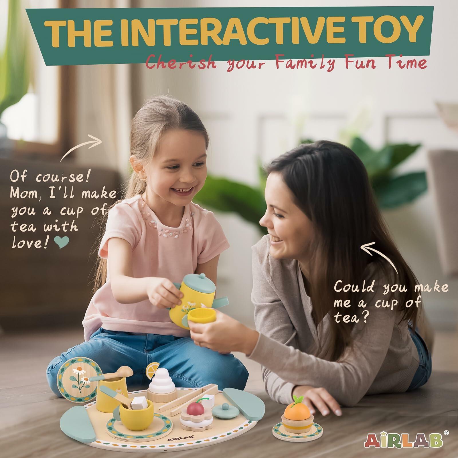 Airlab Wooden Toddler Tea Set Play Food Kitchen Accessories Age 3-6