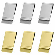 Qianyu Slim Money Clip 6 Pack Stainless Steel Cash Card Holder Gold Silver