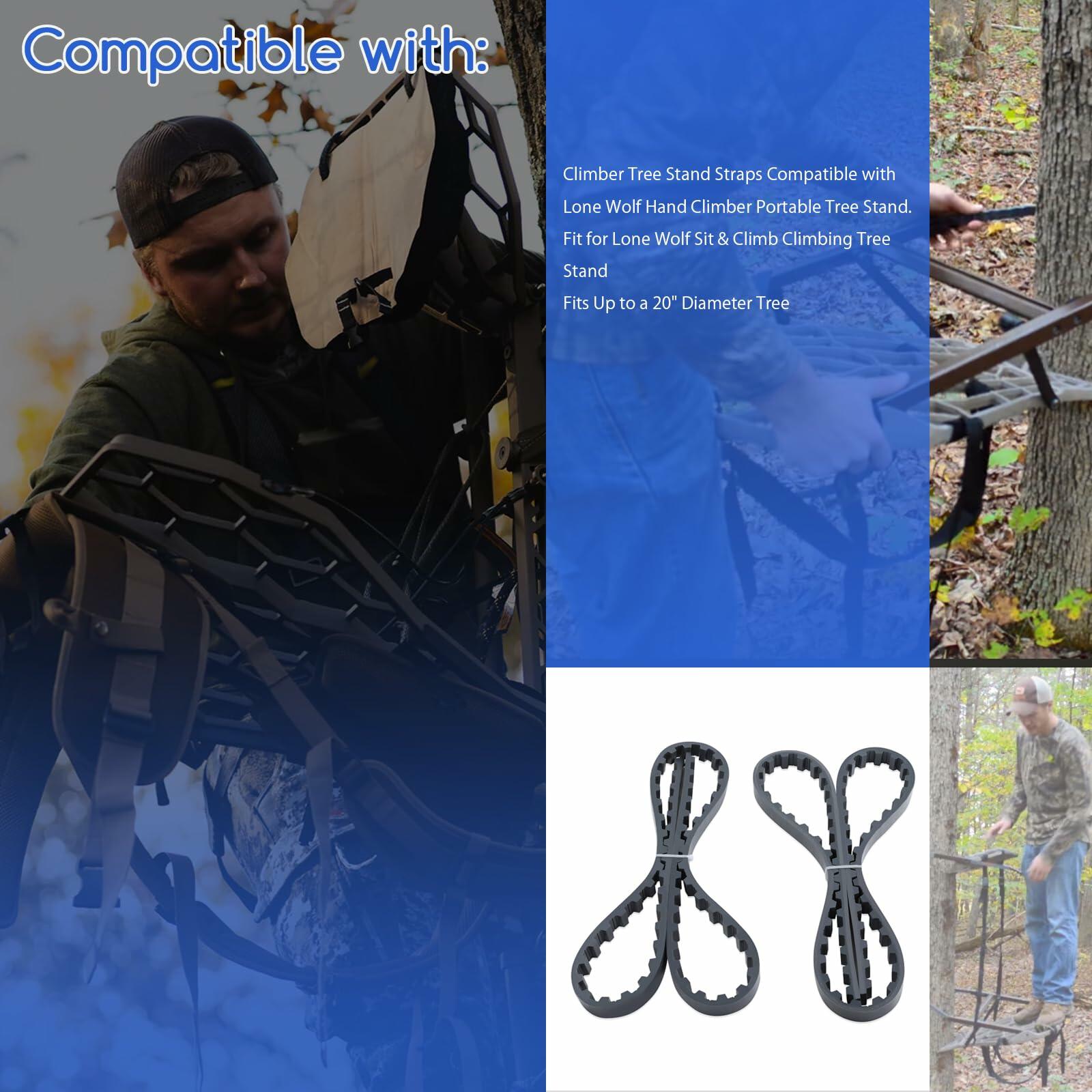 XTPTFABS 2PCS 55in Traction Belts Tree Stand Straps for Lone Wolf Climber