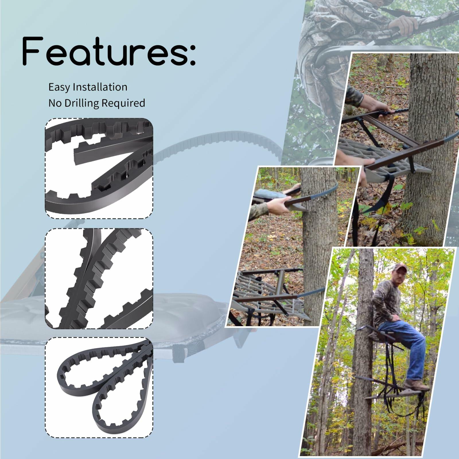 XTPTFABS 2PCS 55in Traction Belts Tree Stand Straps for Lone Wolf Climber