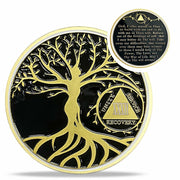 32 Year Sobriety Coin Gold Tree of Life AA NA Recovery Chip Token