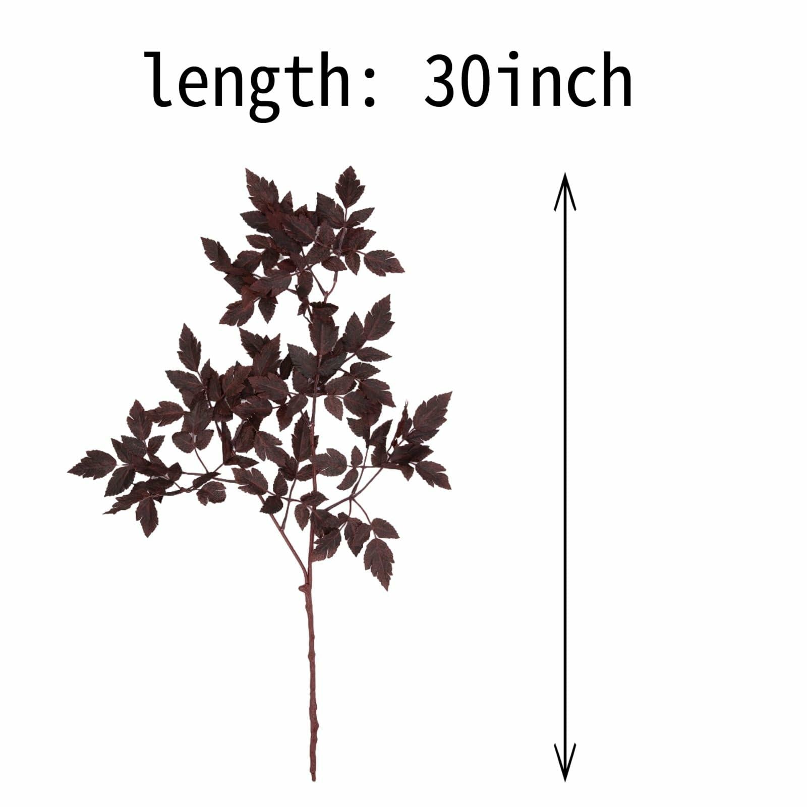6pcs 30in Faux Cimicifuga Leaf Stems Fall Foliage Spray Plum Decor