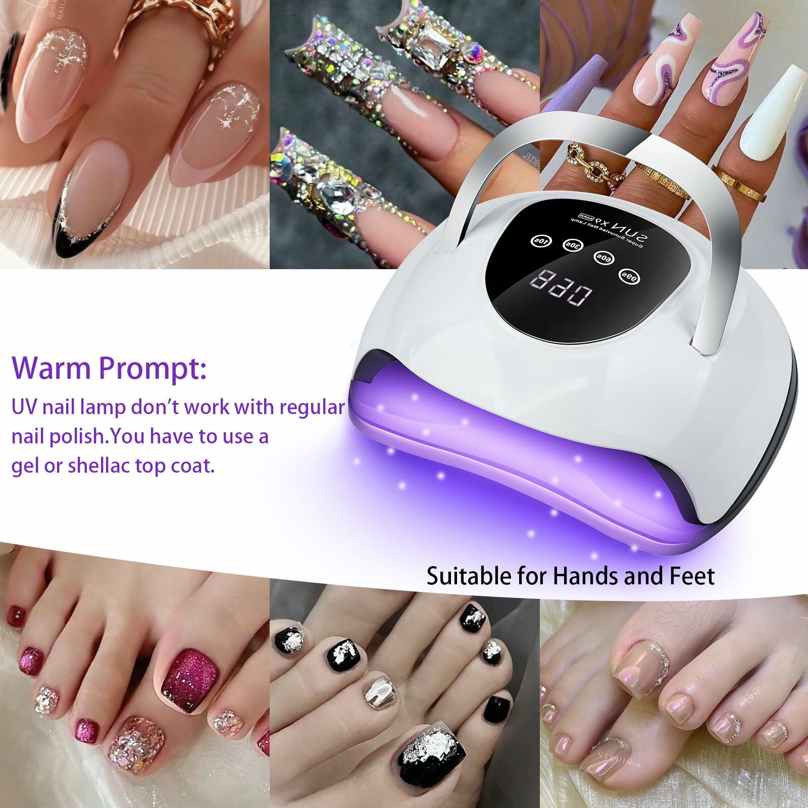 220W LED UV Gel Nail Lamp 4 Timer Settings Professional Curing Light White