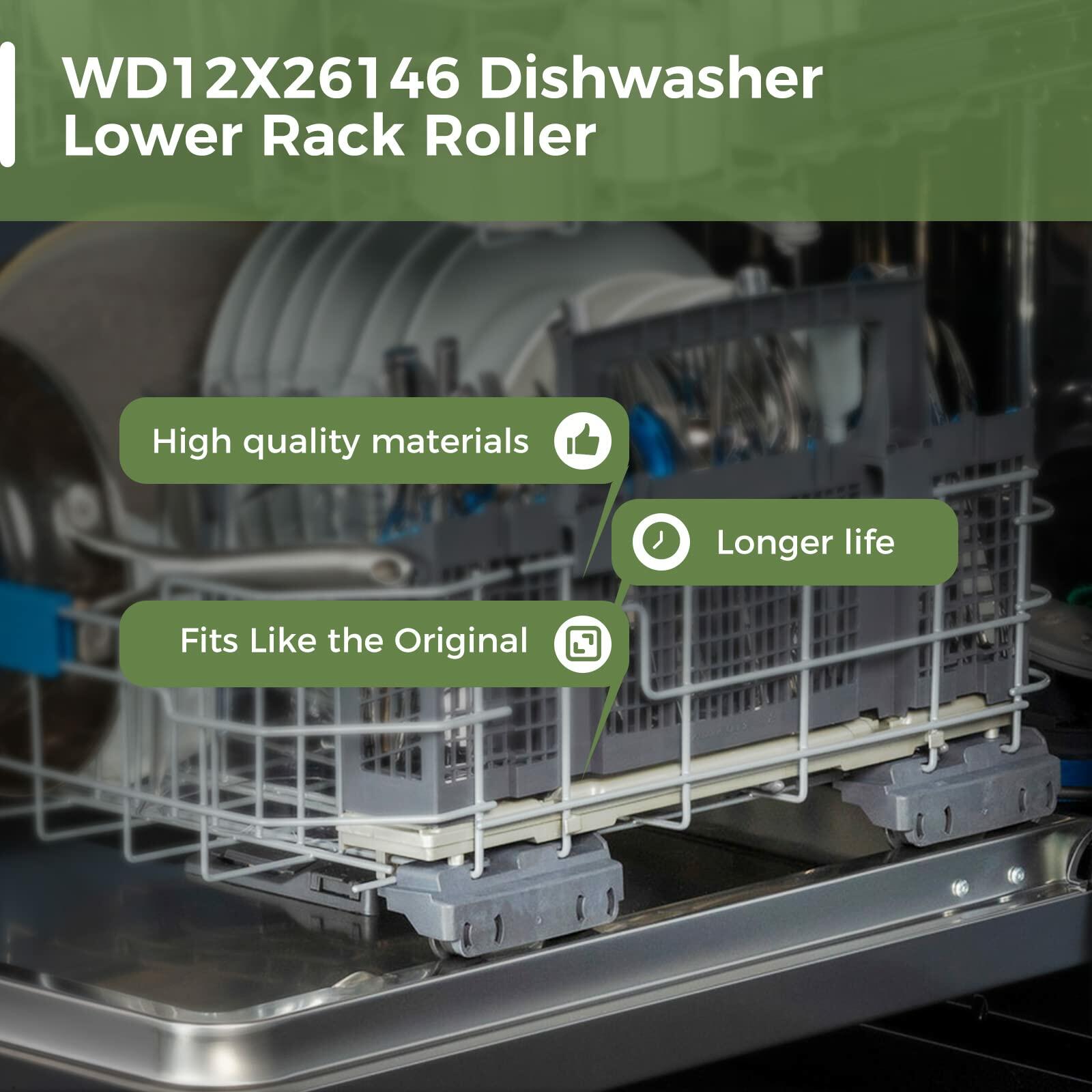 WD12X26146 Dishwasher Lower Rack Wheels 4 Pack Compatible GE
