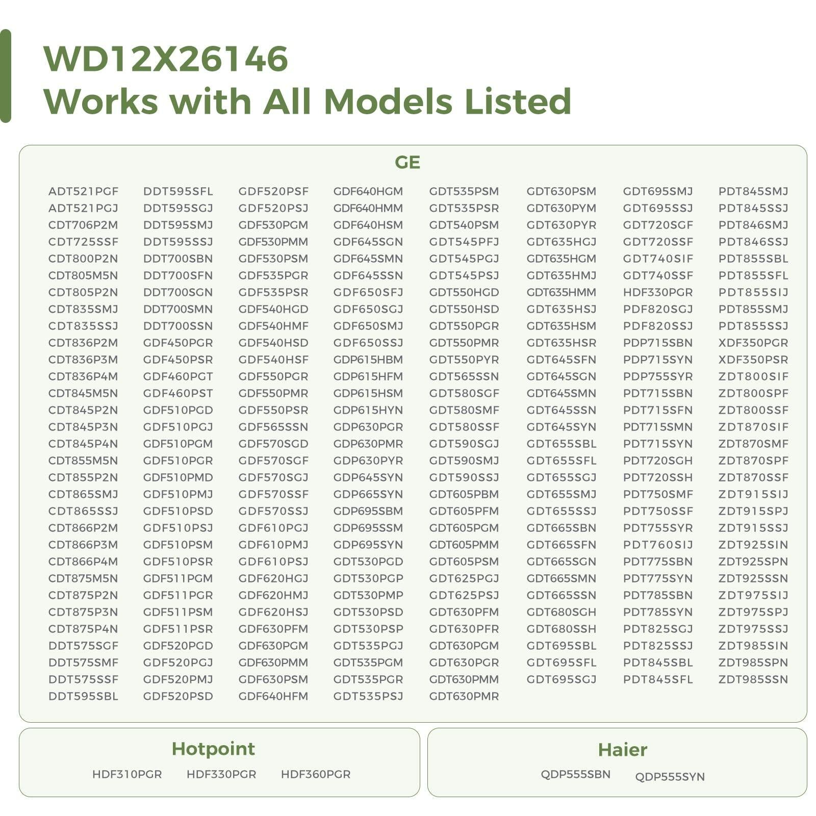WD12X26146 Dishwasher Lower Rack Wheels 4 Pack Compatible GE