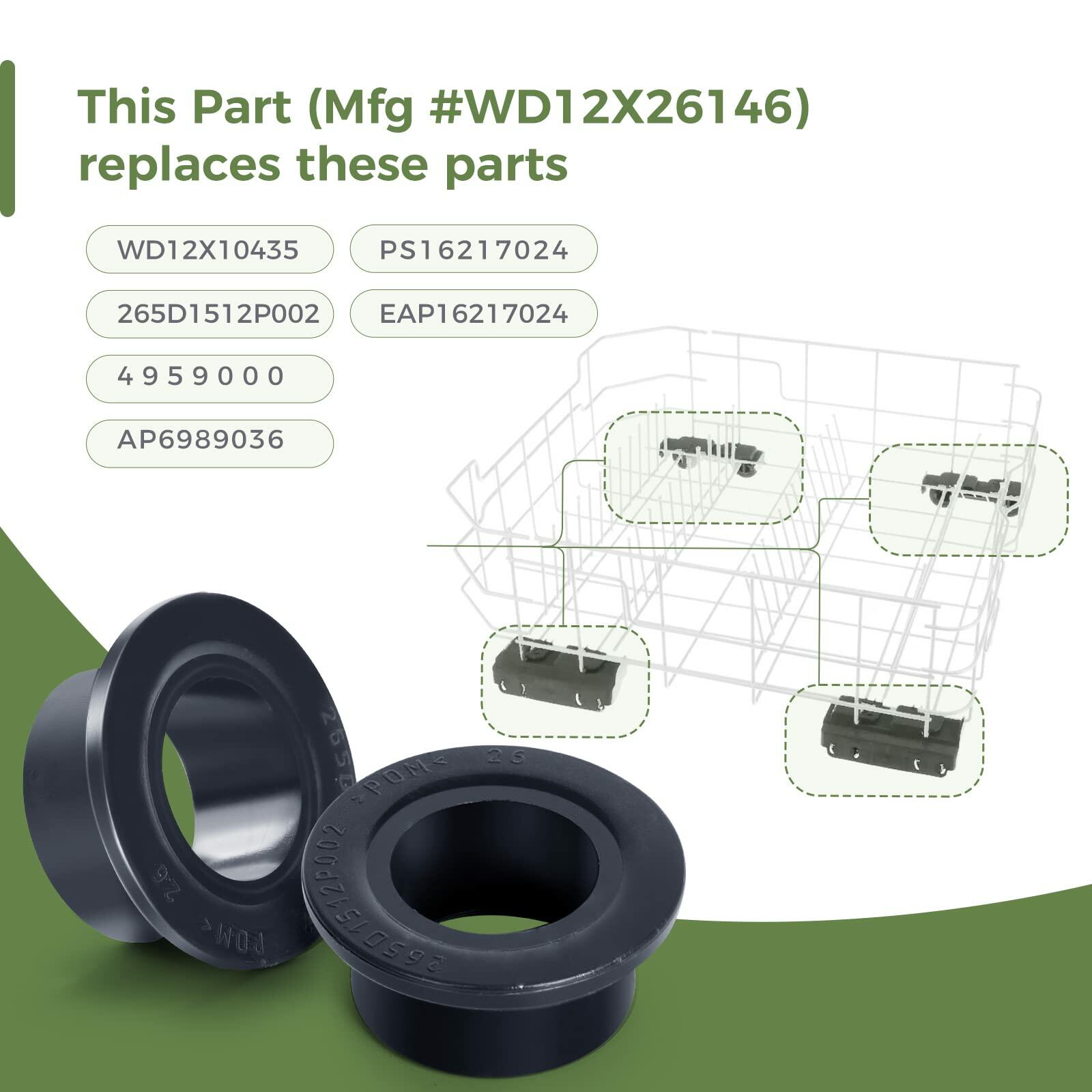 WD12X26146 Dishwasher Lower Rack Wheels 4 Pack Compatible GE