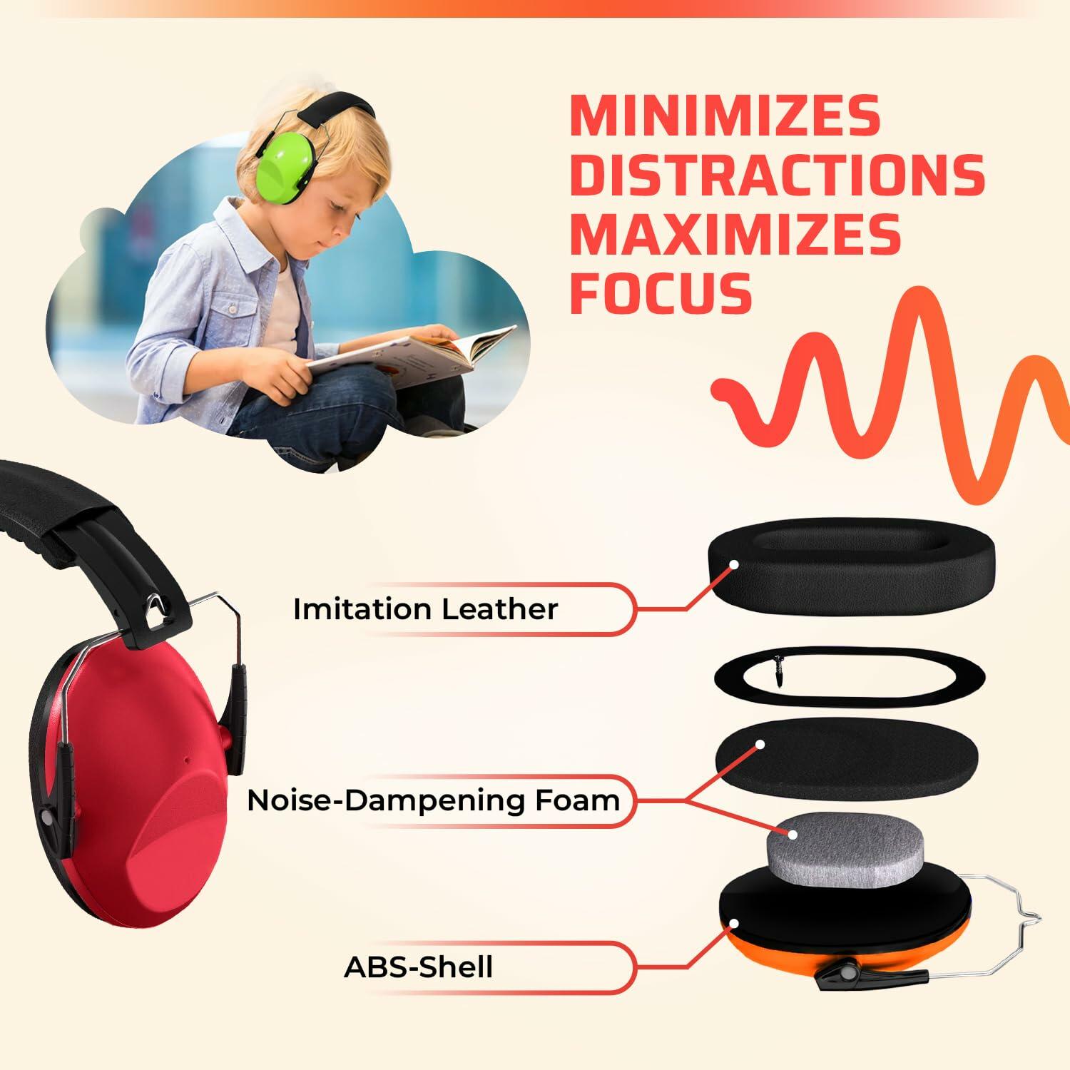 Jozy Noise Canceling Headphones for Kids SNR 26dB Ear Protection Orange