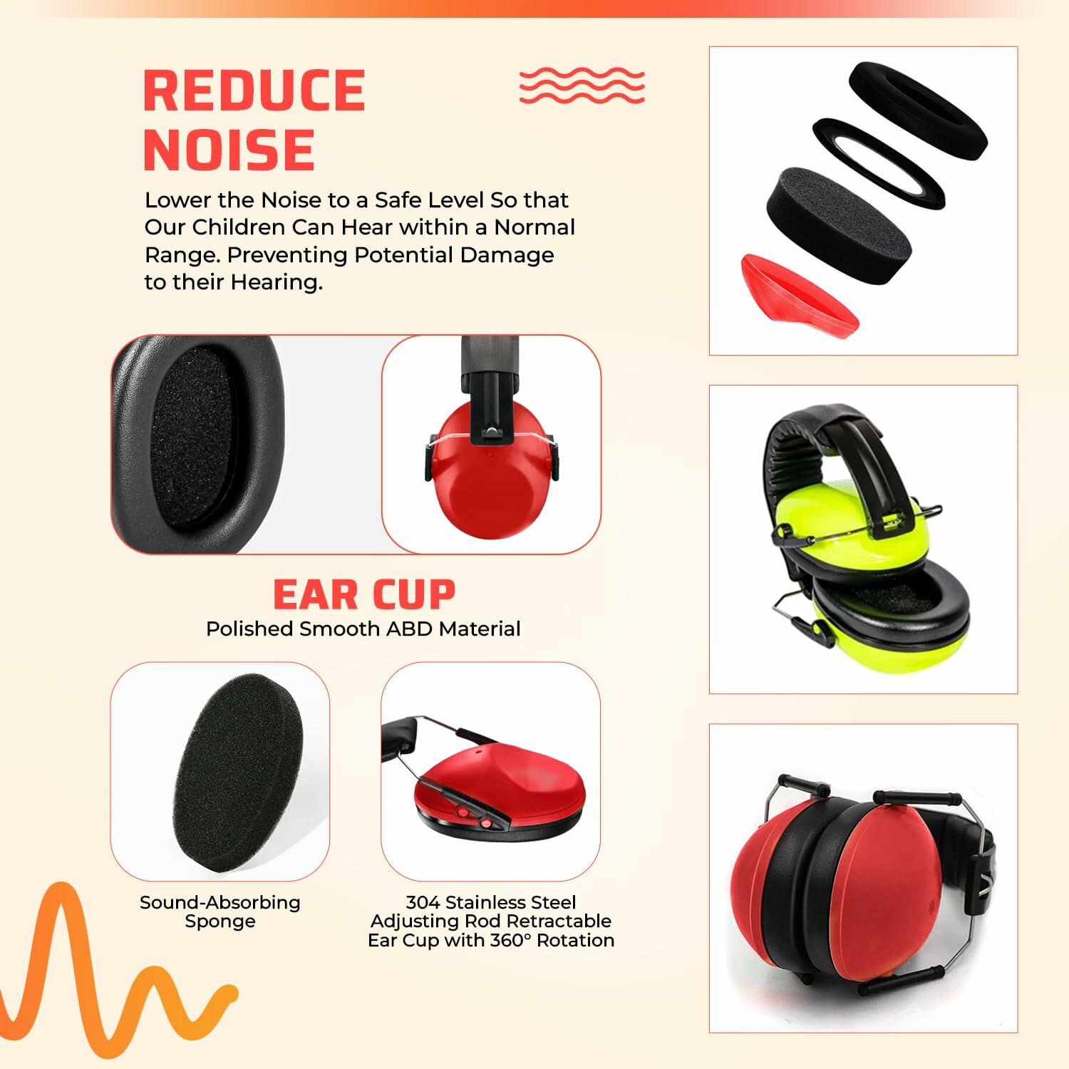Jozy Noise Canceling Headphones for Kids SNR 26dB Ear Protection Orange