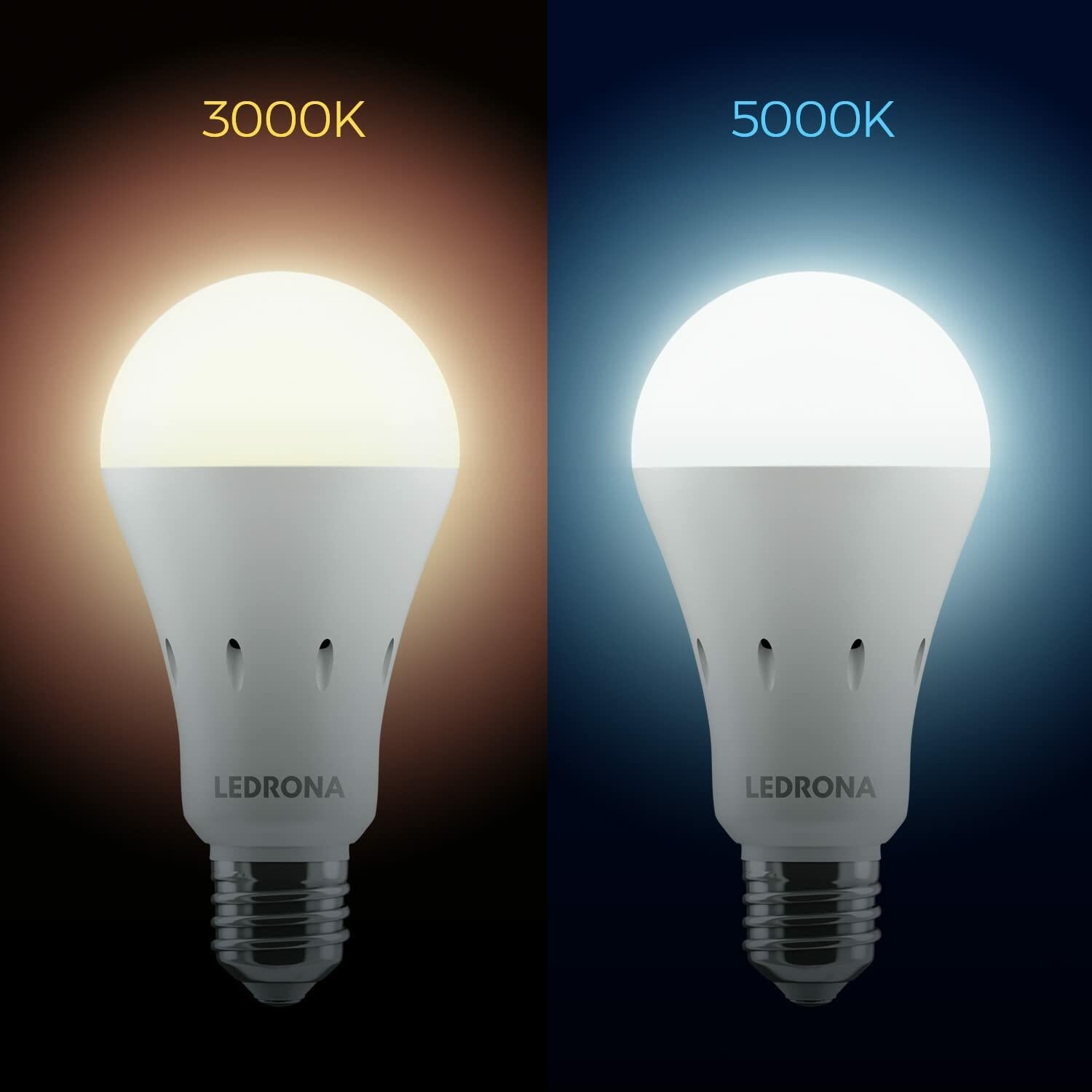 LEDRONA Rechargeable Light Bulbs 4 Pack Emergency Battery 3000K E26