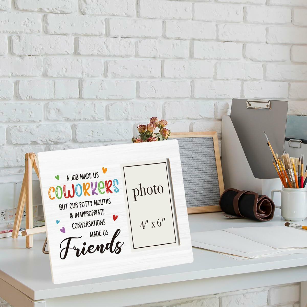 CIANMGD Funny Coworker Gift Wood Picture Frame 4x6 Work Bestie