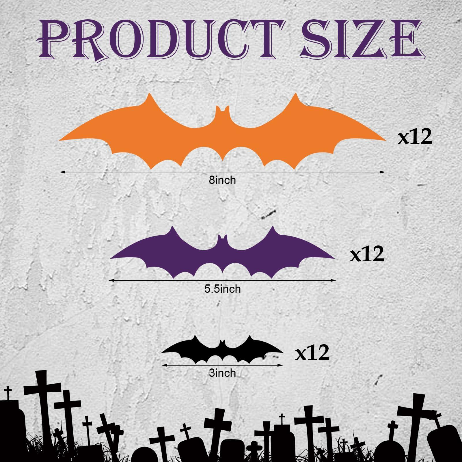Maitys 36pcs Halloween Bat Cutouts Paper Wall Decor Stickers