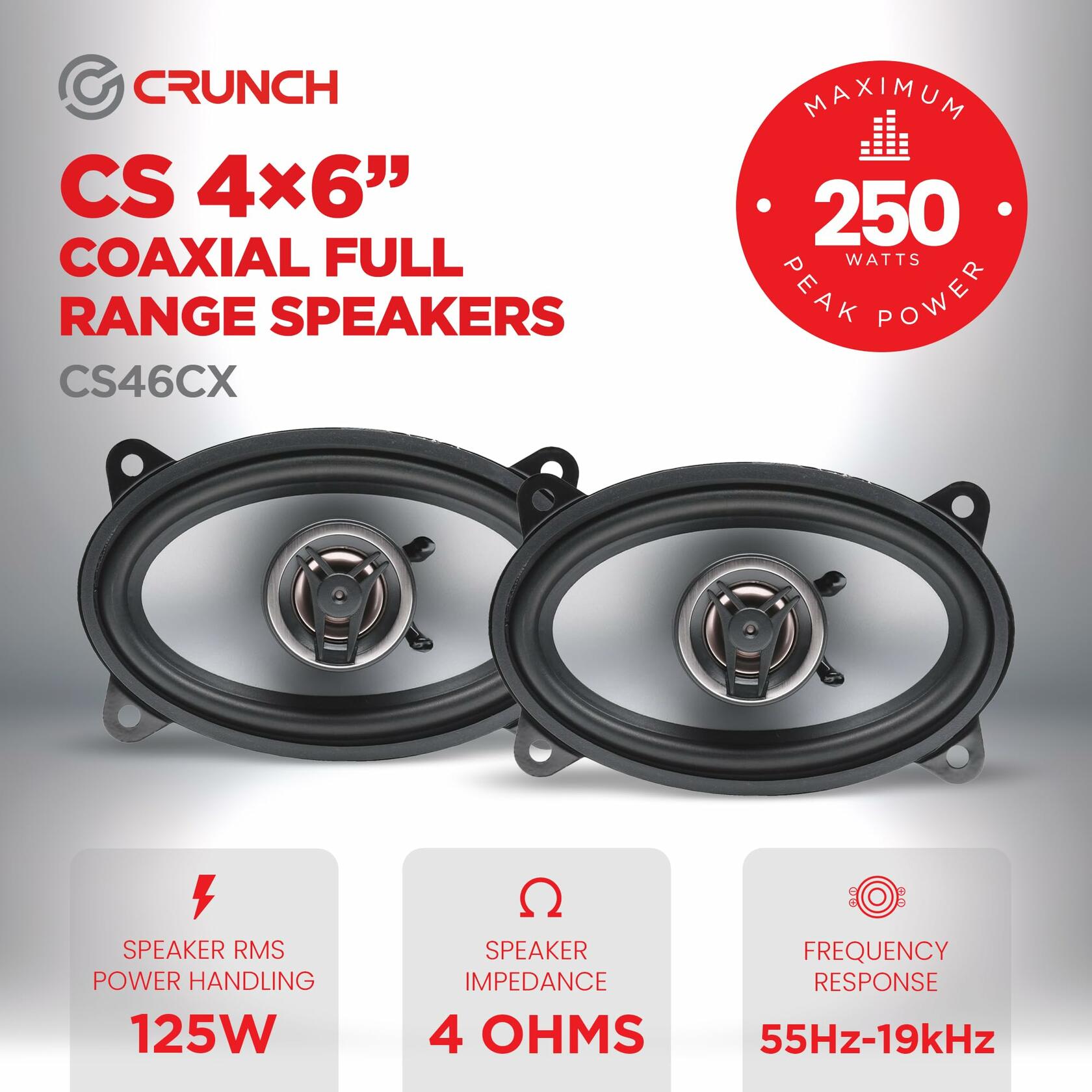 Crunch CS46CX CS Series Speakers (4" x 6", Coaxial, 250 Watts max)