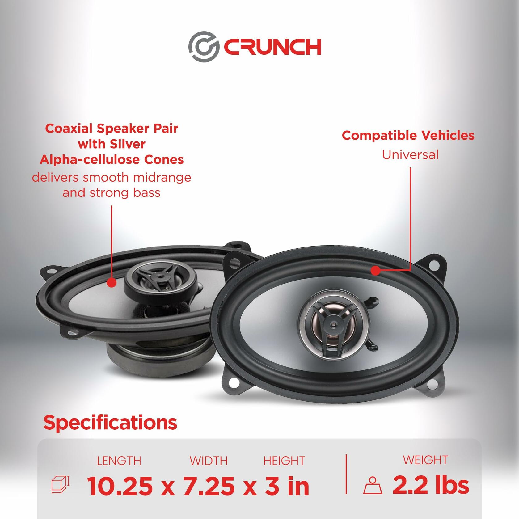 Crunch CS46CX CS Series Speakers (4" x 6", Coaxial, 250 Watts max)