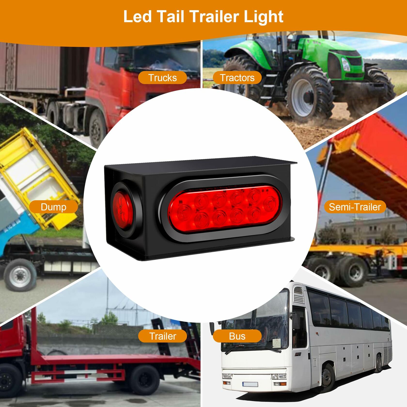 RUNHWEE LED Trailer Tail Lights Brake Stop Turn RV Camper DOT Pair