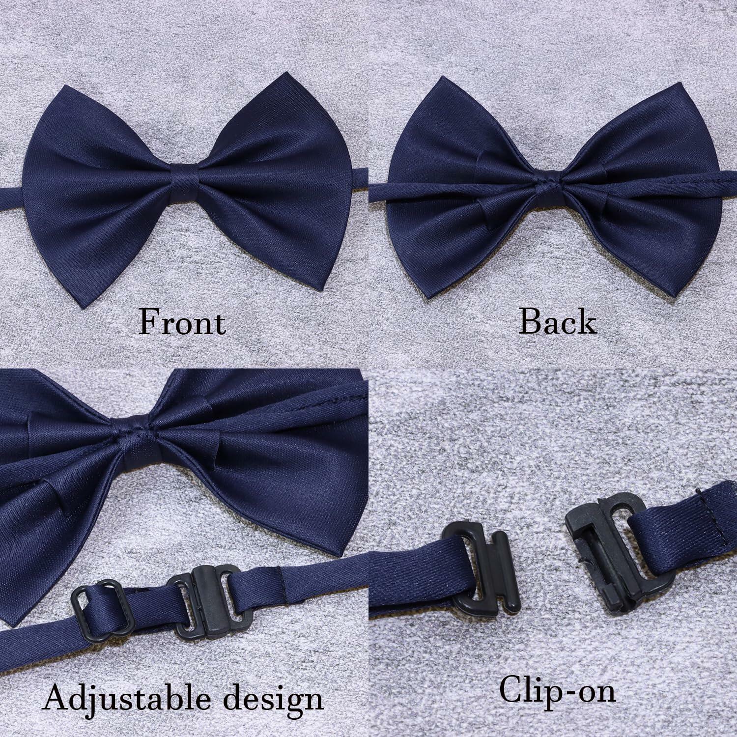 PPhtony 2pcs Satin Pre-Tied Bow Ties Adjustable Formal Tuxedo Purple