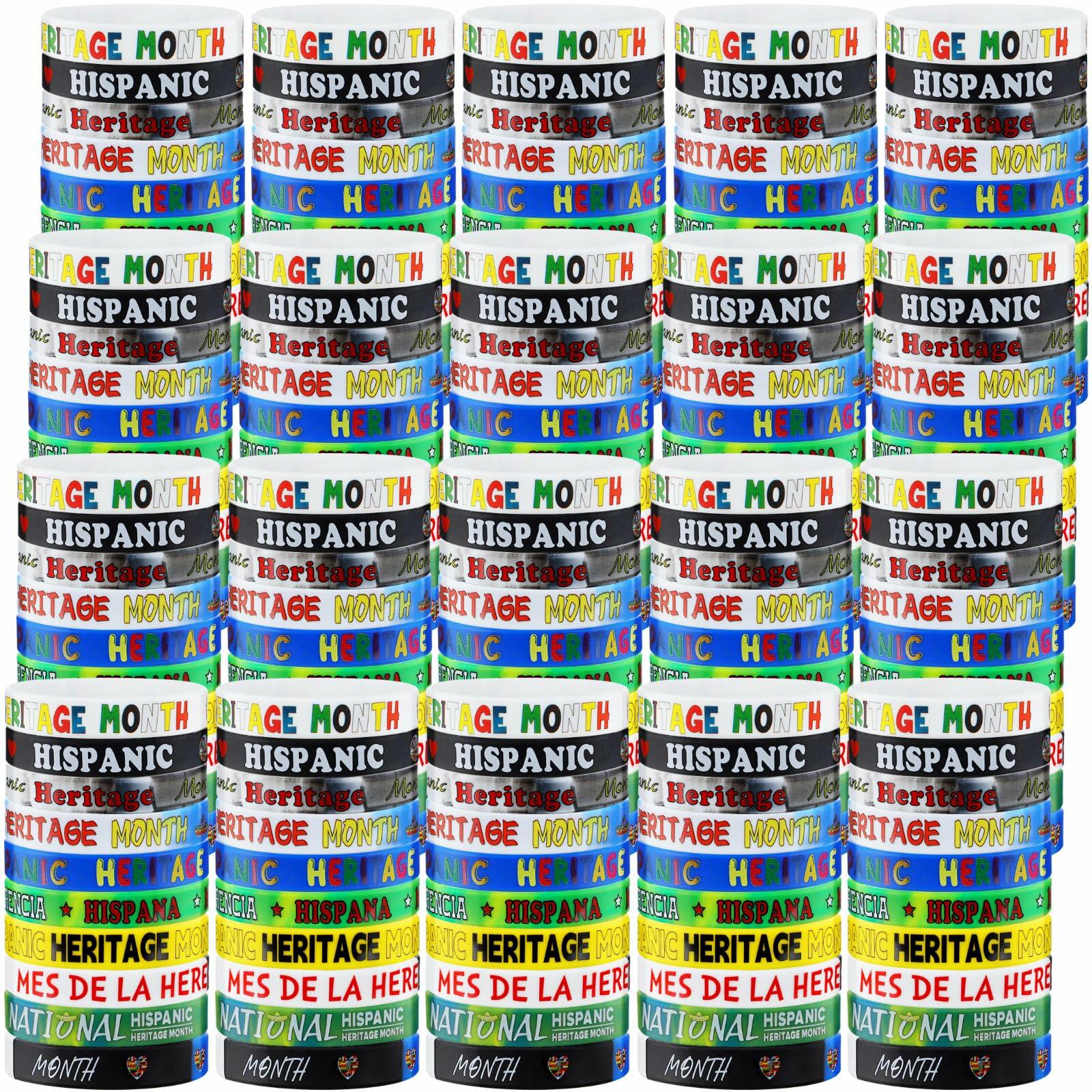 VioraWhite 400pcs Hispanic Heritage Month Silicone Rubber Bracelets Bulk