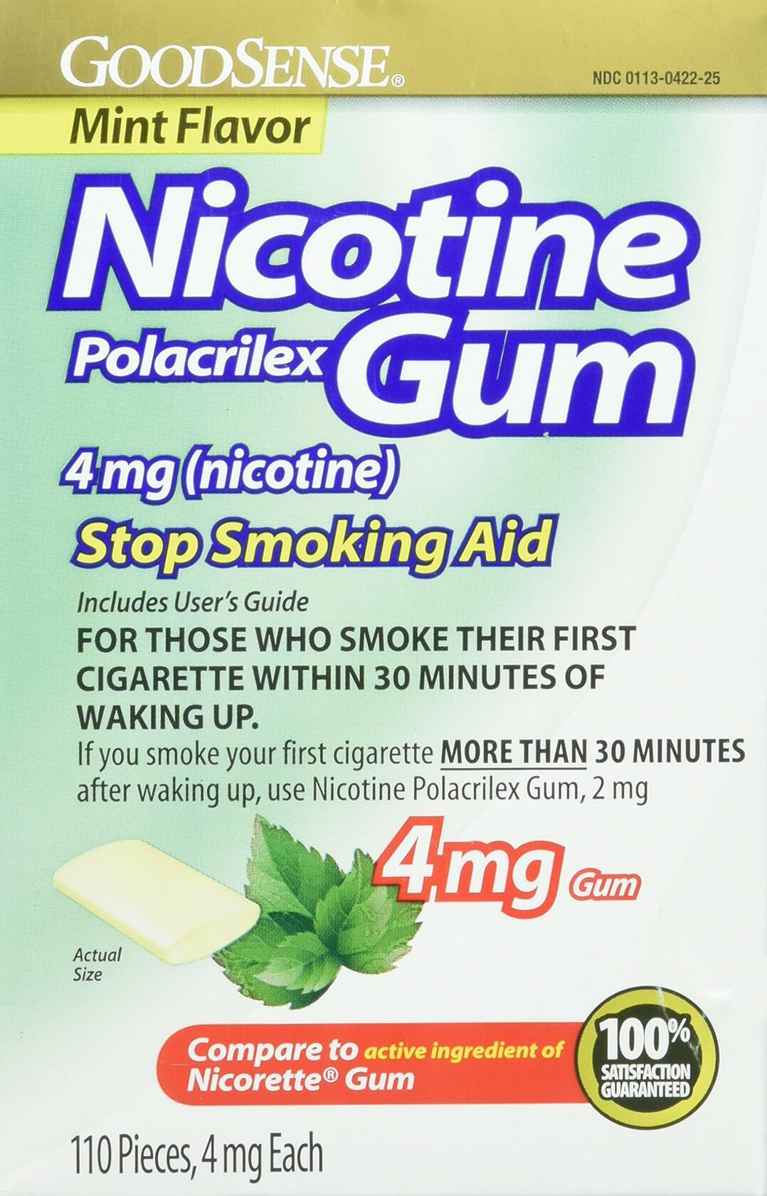 BestBy01/26 GoodSense Nicotine Polacrilex Gum 4mg Mint Flavor 110 Pieces