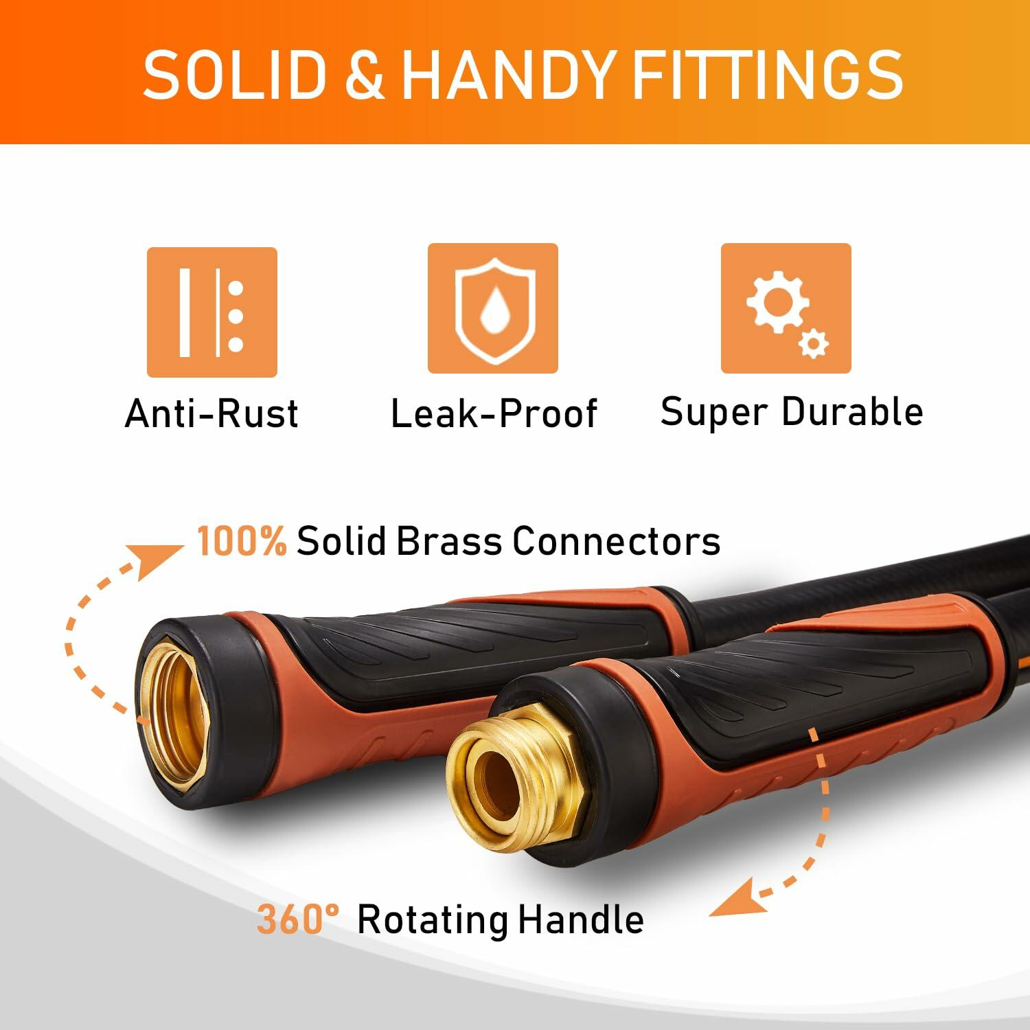 DayisTools Hybrid Garden Hose 50FT Flexible Water Hose Brass Fittings