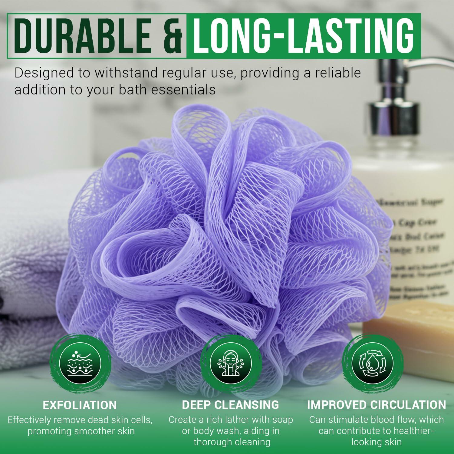 Rail 70g Loofah Sponge Exfoliating Bath Body Scrubber Mesh Pouf White