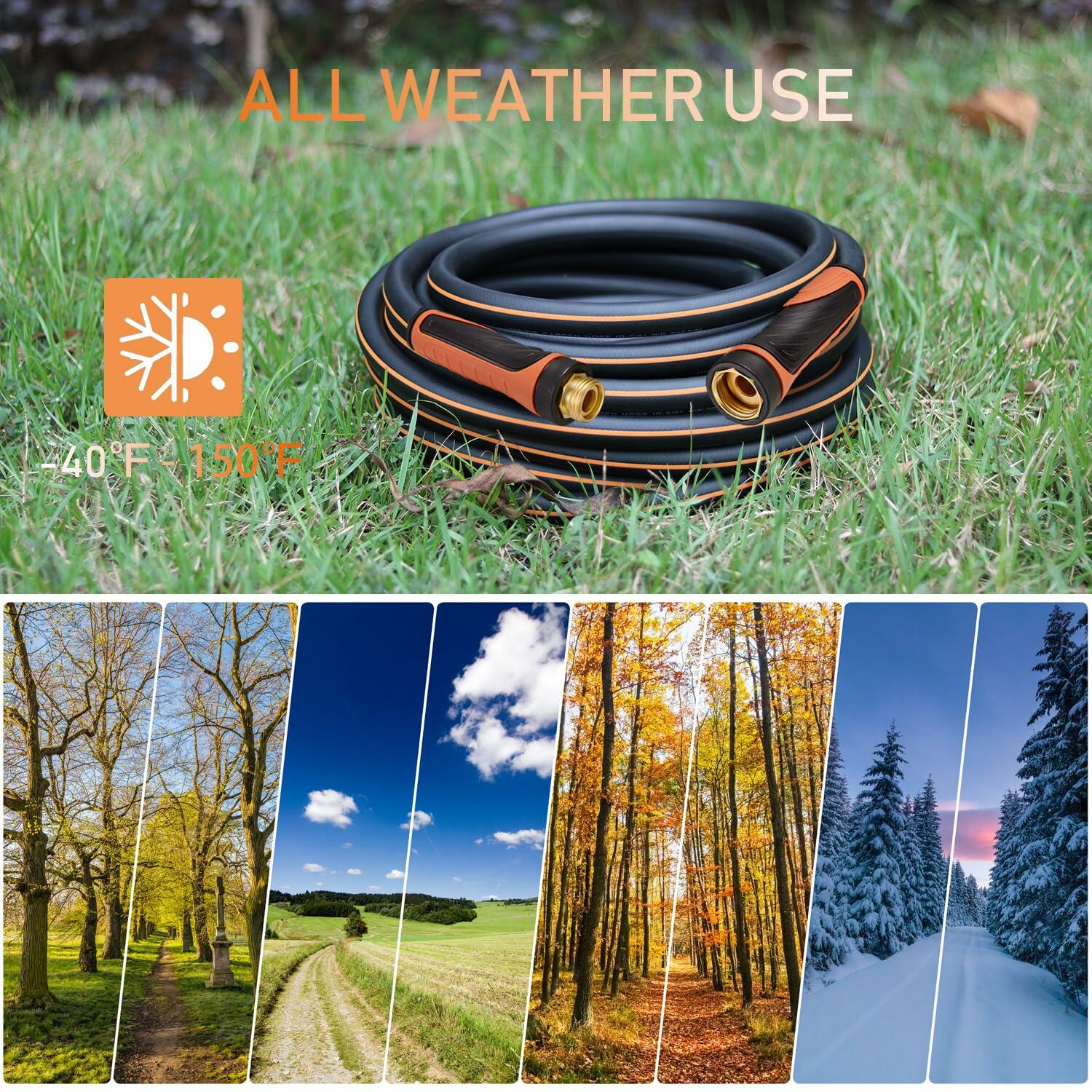 DayisTools Hybrid Garden Hose 50FT Flexible Water Hose Brass Fittings