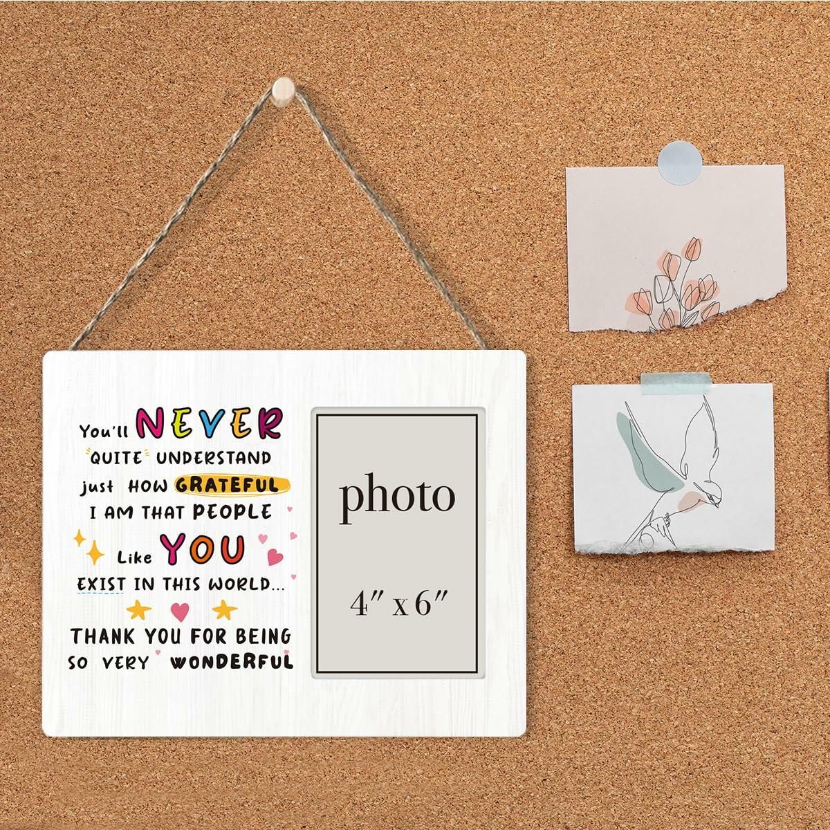 CIANMGD Thank You Picture Frame Inspirational Appreciation Gift 4x6 Wood