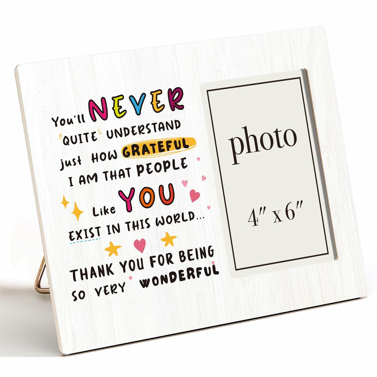 CIANMGD Thank You Picture Frame Inspirational Appreciation Gift 4x6 Wood