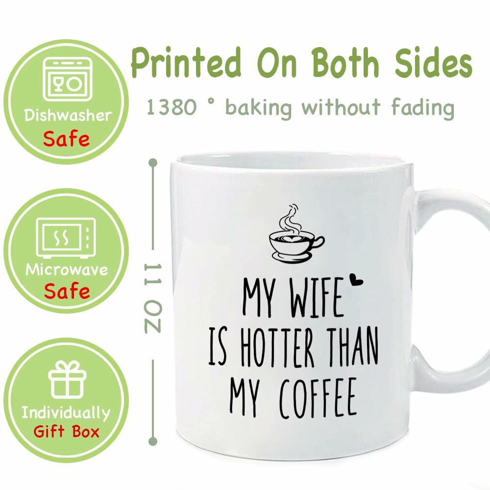 CATABUBU My Wife is Hotter Than My Coffee Mug White Funny Gift for Husband